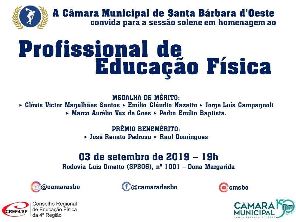 201992_Educadores físicos serão homenageados pelo CREF no Legislativo